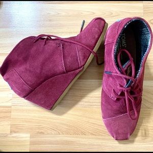 COPY - Toms Maroon Suede Wedges